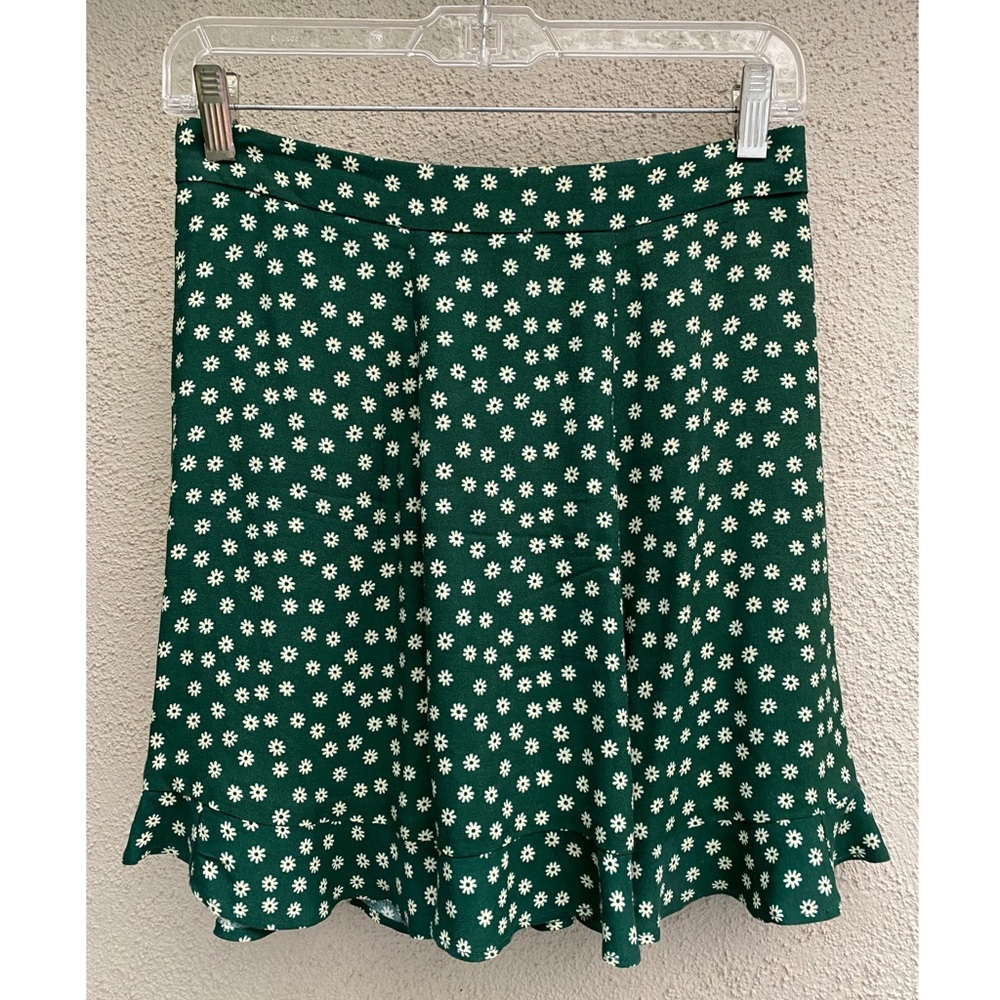Reformation Green Daisy Mini Skirt